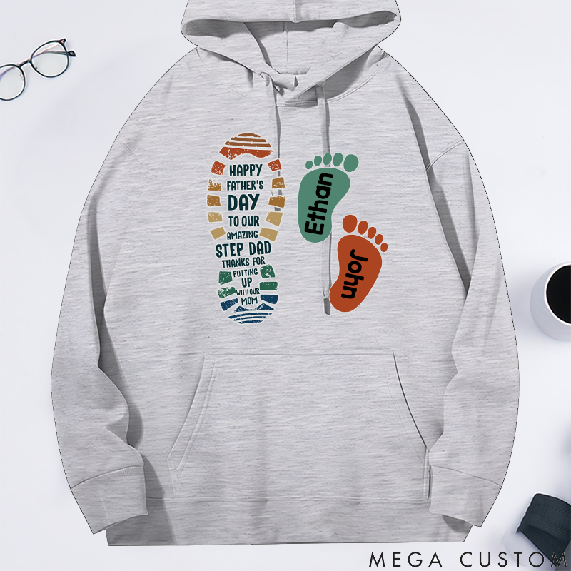 Personalized Family Hoodie Footprint Pattern Design Thank You for Tolerating Us