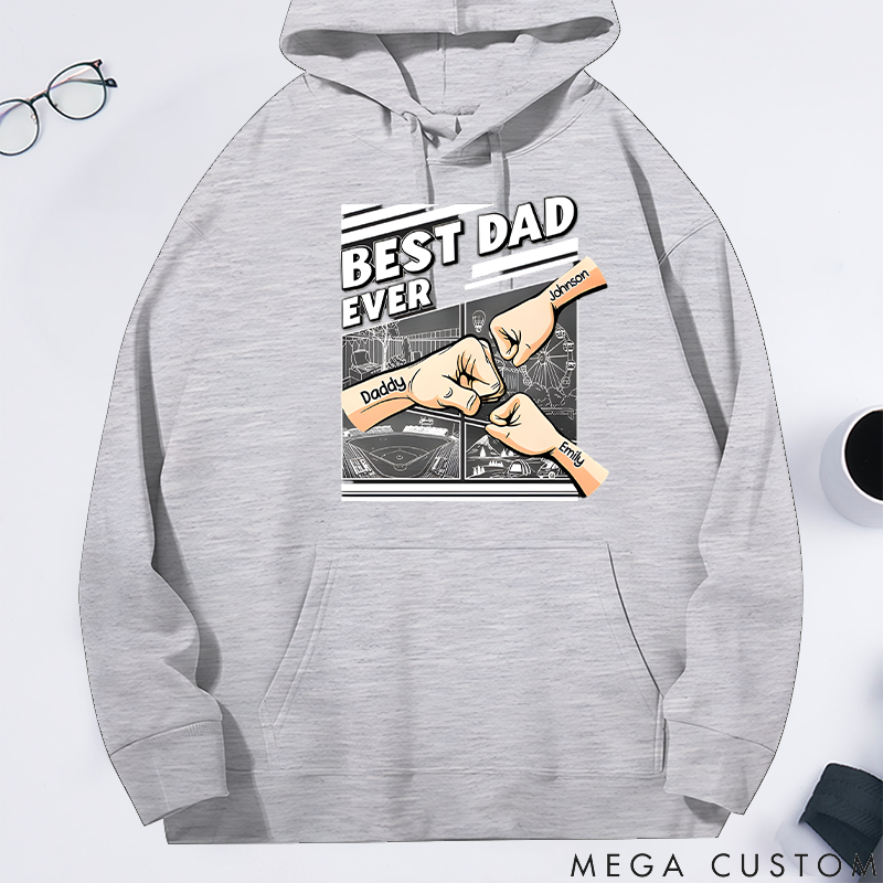 Personalized Classic Hoodie Best Dad Ever Fist Bump Design