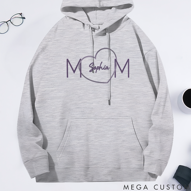Personalized Classic Hoodie Love Mom Creative Heart Design
