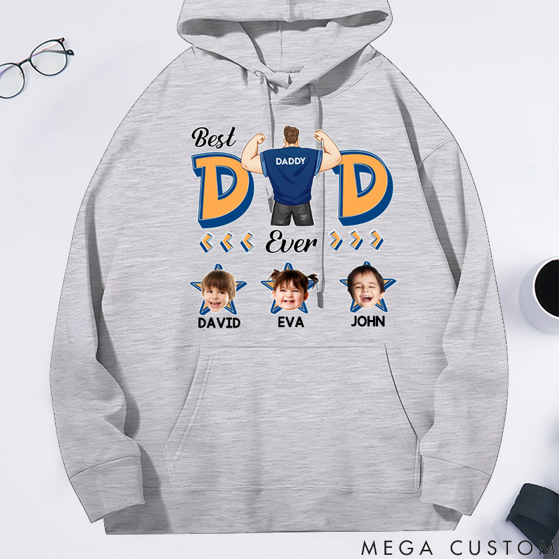 Personalized Classic Hoodie Super Dad Ever Star Theme