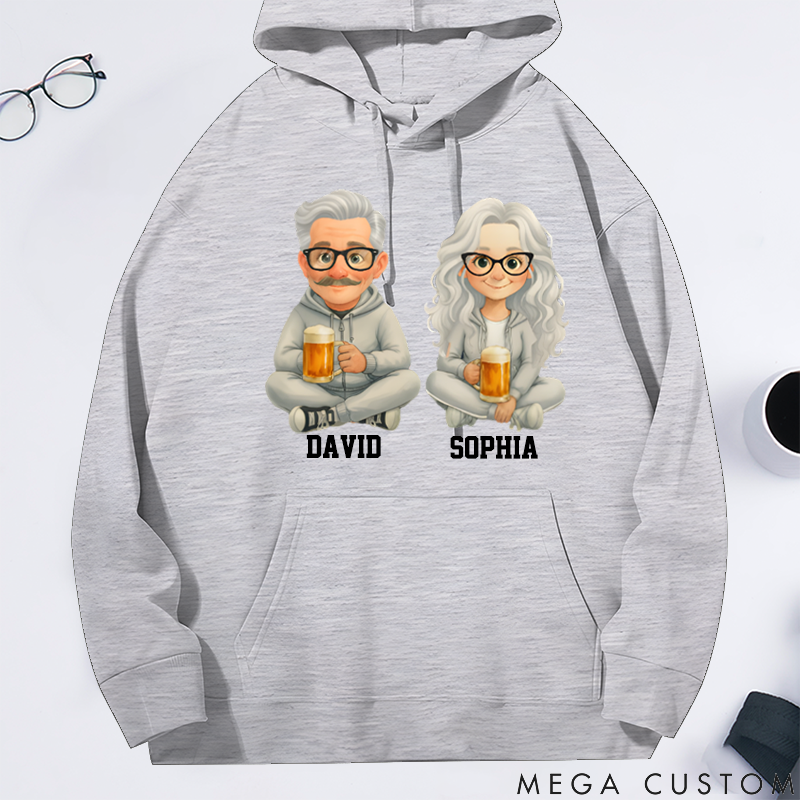 Personalized Classic Hoodie Watercolor Style Trendy Grandparents Love Beer the Most