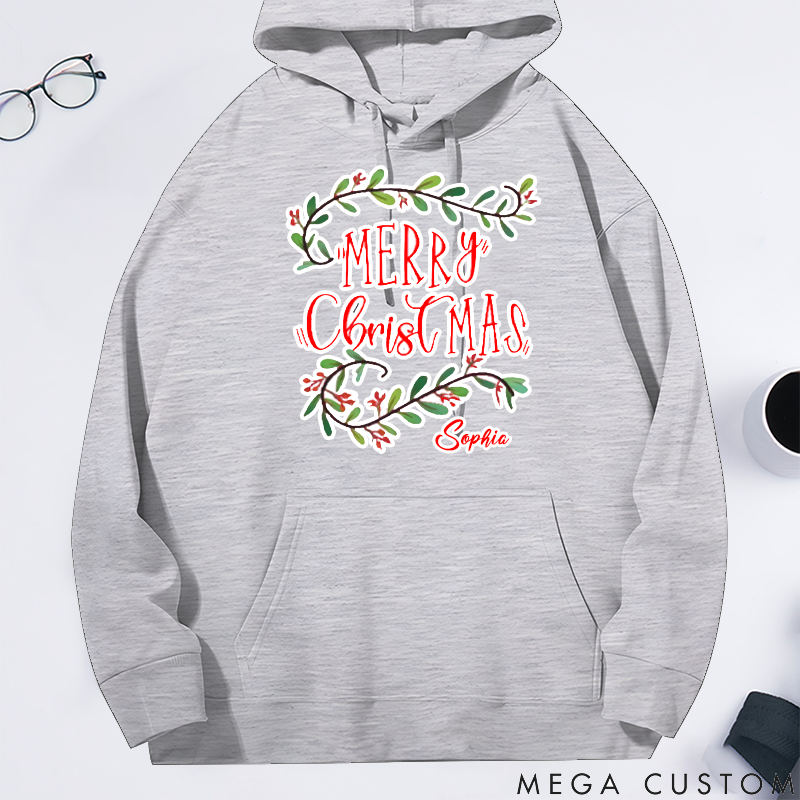 Personalized Classic Hoodie Merry Christmas Themed Minimalist Design
