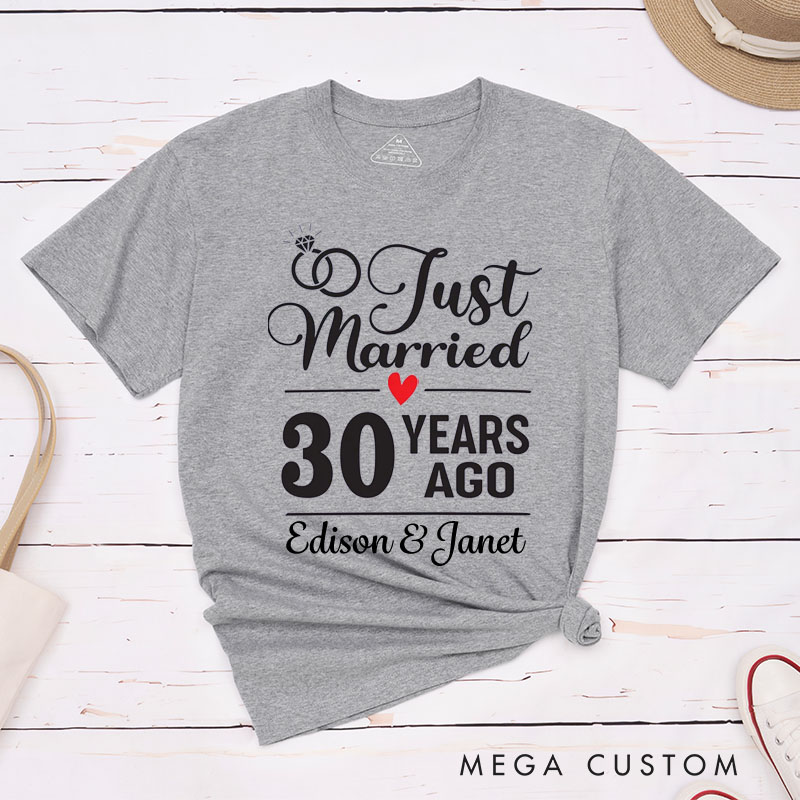 Personalized Couple 30th Anniversary T-Shirt Just Married 30 Years Ago T-Shirt 30 YRS Anniversary Tees for Wife Husband