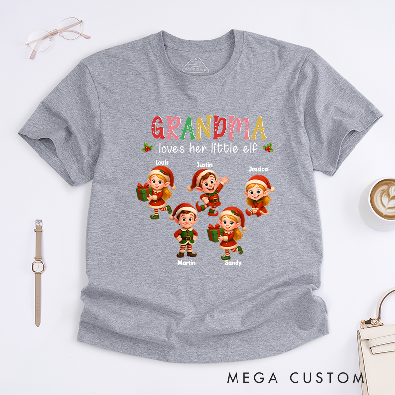 Personalized Loves Her little Elves Classic T-Shirt Christmas Gift for Mom Grandma