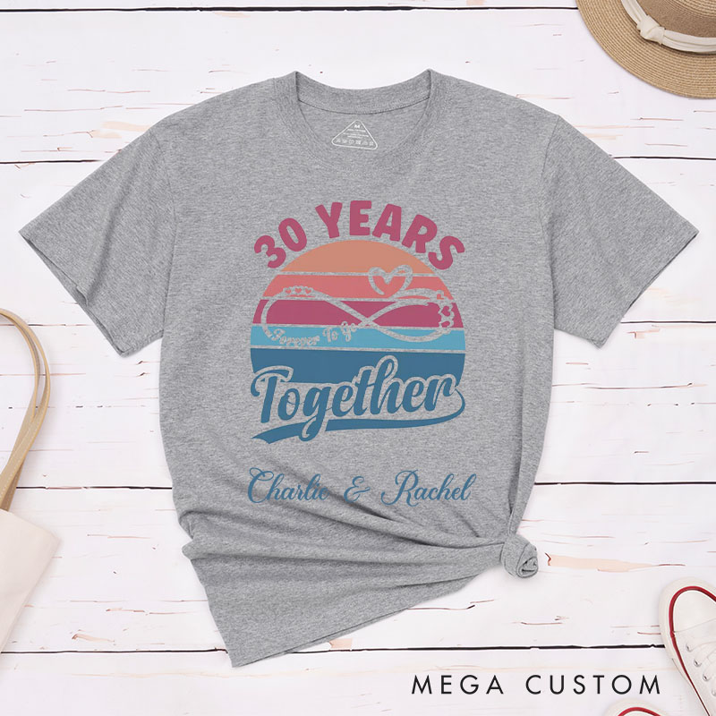 Personalized Couple 30th Anniversary T-Shirt Forever To Go T-Shirt Couple 30 YRS Anniversary Tees for Him Her