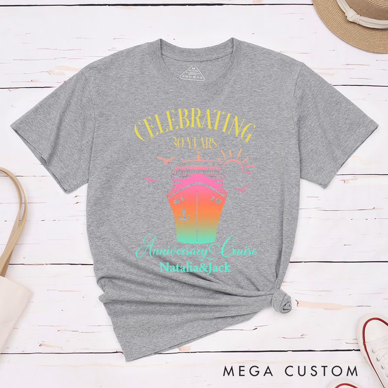 Personalized Couple 30th Cruise Anniversary T-Shirt Celebrating 30 Years Anniversary Cruise Shirt Wife Husband Anniversary Tees
