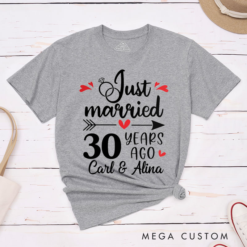 Personalized Couple 30th Cruise Anniversary T-Shirt Just Married 30 Years Ago Anniversary Romantic Wife Husband Anniversary Tees