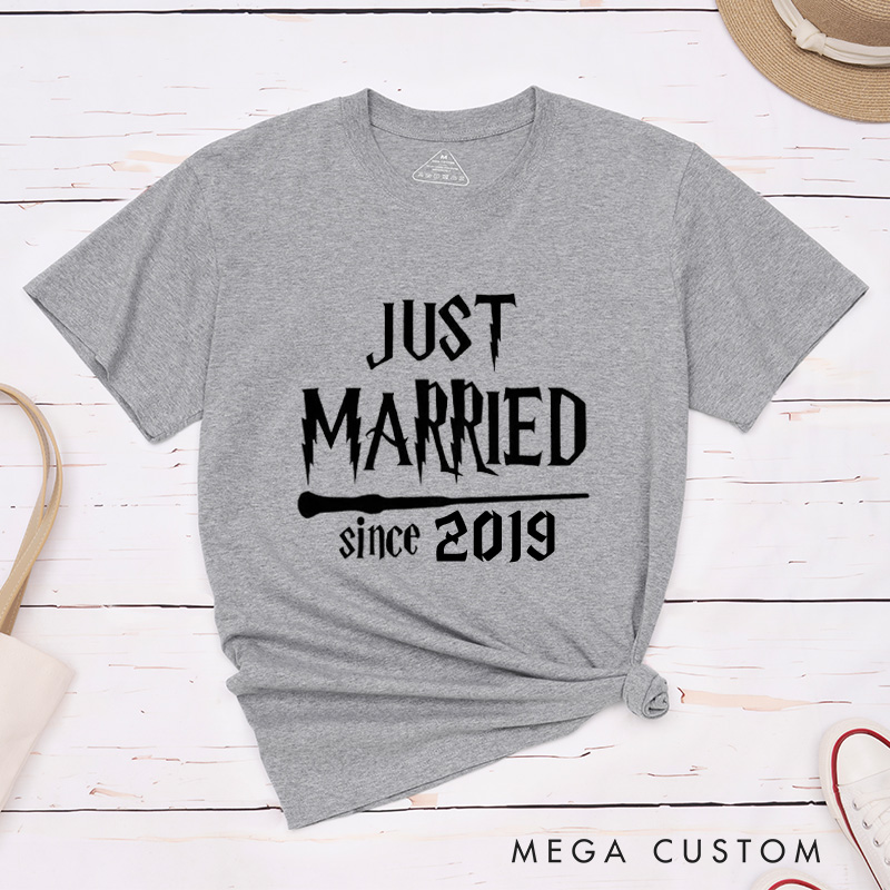 Personalized Magical Just Married with Year Newlyweds Matching Wedding Couple Classic T-Shirt