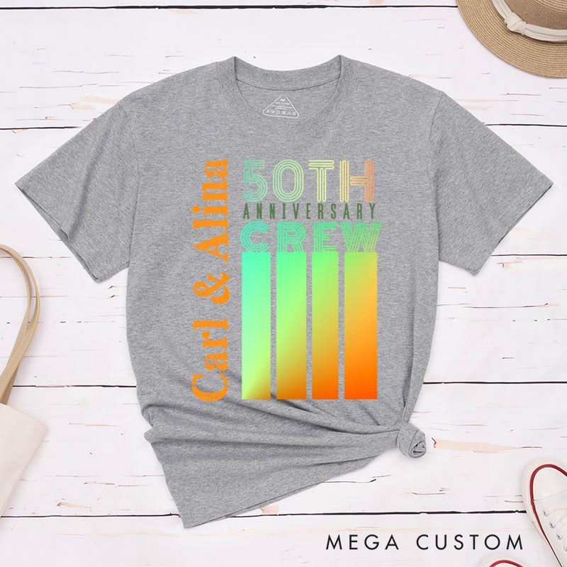 Personalized Couple 30th Cruise Anniversary Crew T-Shirt Modern Celebration Anniversary Shirt Couple T-Shirts for Husband Wife
