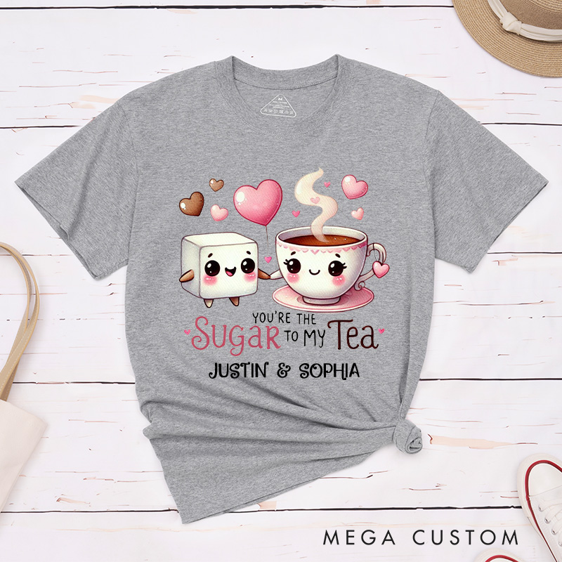 Personalized Couple You're the Sugar to My Tea Matching T-Shirt Valentine's Day T-Shirt for Husband Wife Boyfriend Girlfriend Gift for Hubby Wifey