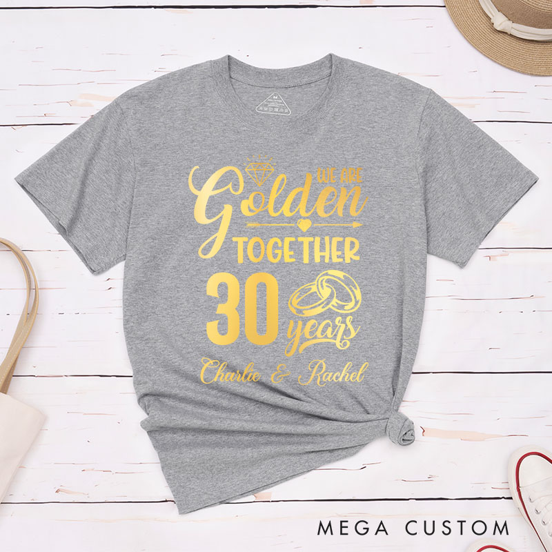 Personalized Couple 30th Anniversary T-Shirt We Are Golden Together Anniversary Shirt Couple T-Shirts for Husband Wife