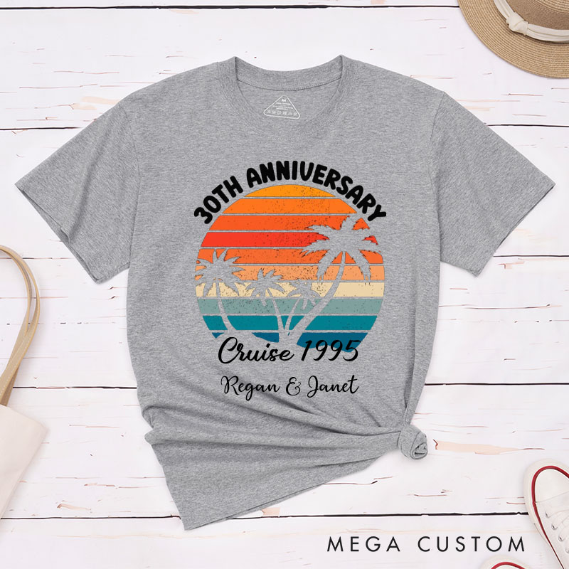 Personalized Couple 30th Anniversary T-Shirt 30th Anniversary Cruise Tropical Celebration Anniversary Shirt Couple Gift Tee for Husband Wife 