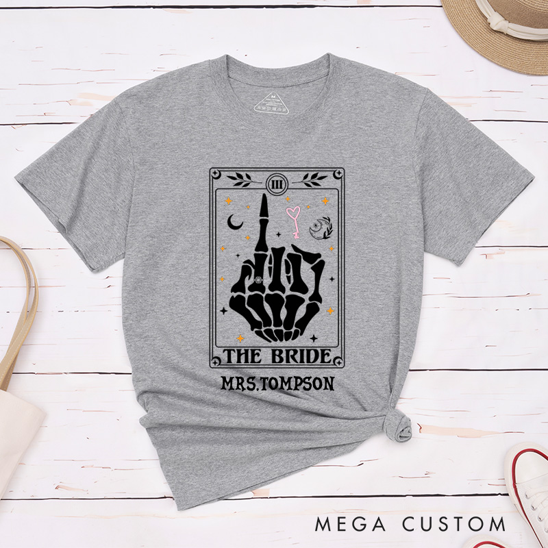 Personalized Tarot Card Skeleton Funny Gesture Bride and Groom Wedding Couple Classic T-Shirt