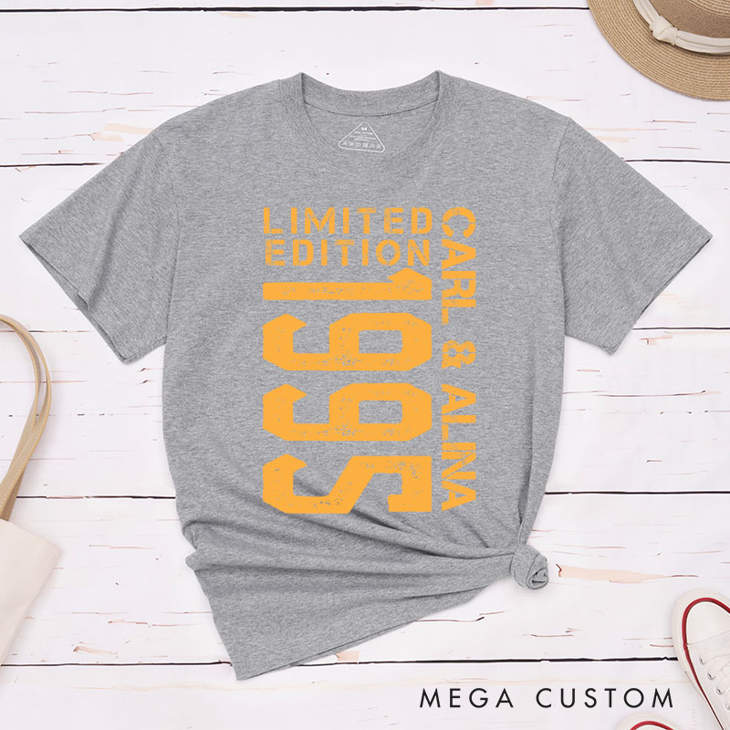 Personalized Couple 30th Anniversary T-Shirt Limited Edition 1995 Anniversary Shirt for Couples Wife Husband Gift Tees for Her Him