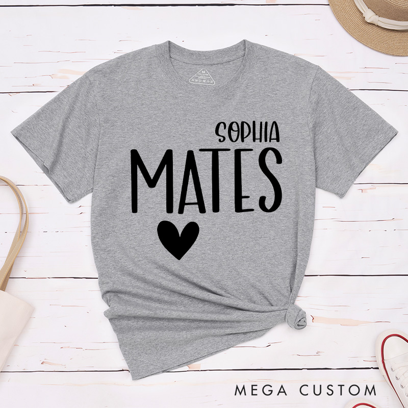 Personalized Couple Minimalist Soul Mates Matching T-Shirt with Name Valentine's Day T-Shirt for Husband Wife Boyfriend Girlfriend Gift
