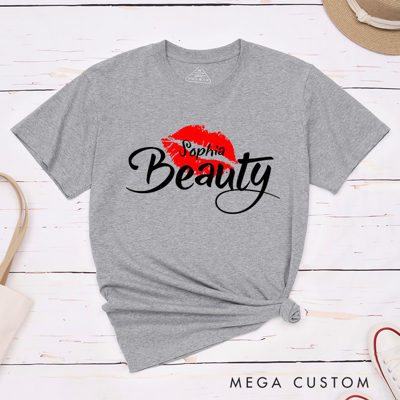 Personalized Couple Beast with Claw and Beauty with Kiss Matching T-Shirt Valentine's Day T-Shirt for Husband Wife Boyfriend Girlfriend