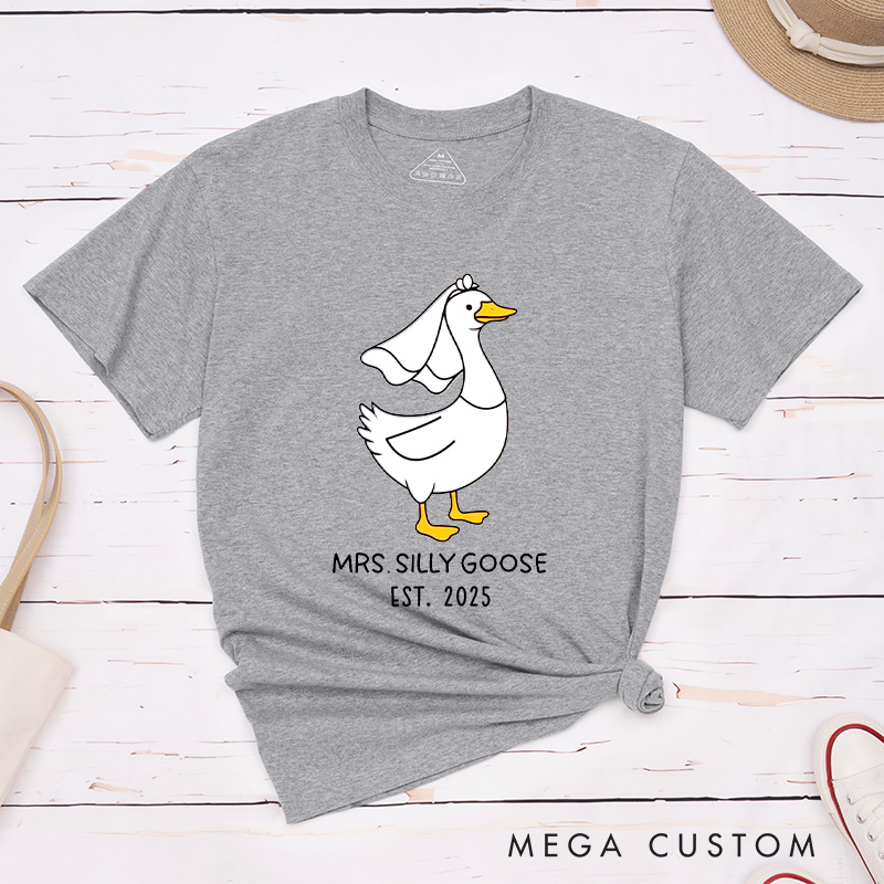 Personalized Humorous Mr and Mrs Silly Goose with Date Matching Wedding Couple Classic T-Shirt