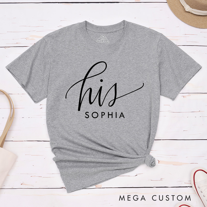 Personalized Minimalist Couple Hers and His Matching T-Shirt Valentine's Day T-Shirt for Husband Wife Boyfriend Girlfriend for Hubby Wifey