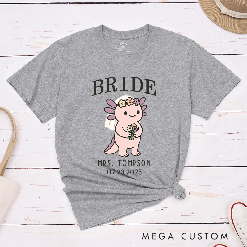 Personalized Cute Bride and Groom Axolotl Wedding Couple Classic T-Shirt