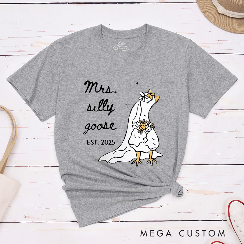 Personalized Funny Mr and Mrs Silly Goose Matching Wedding Couple Classic T-Shirt
