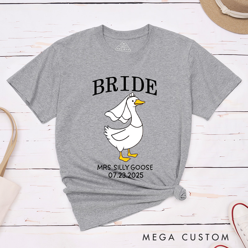 Personalized Bride and Groom Silly Goose Mr and Mrs Matching Wedding Couple Classic T-Shirt
