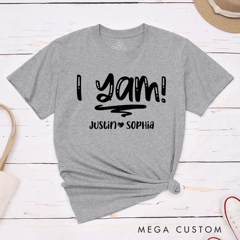 Personalized Couple Cute She’s My Sweet Potato I Yam T-Shirt with Name Thanksgiving Day Matching T-Shirt for Husband Wife Boyfriend Girlfriend Gift