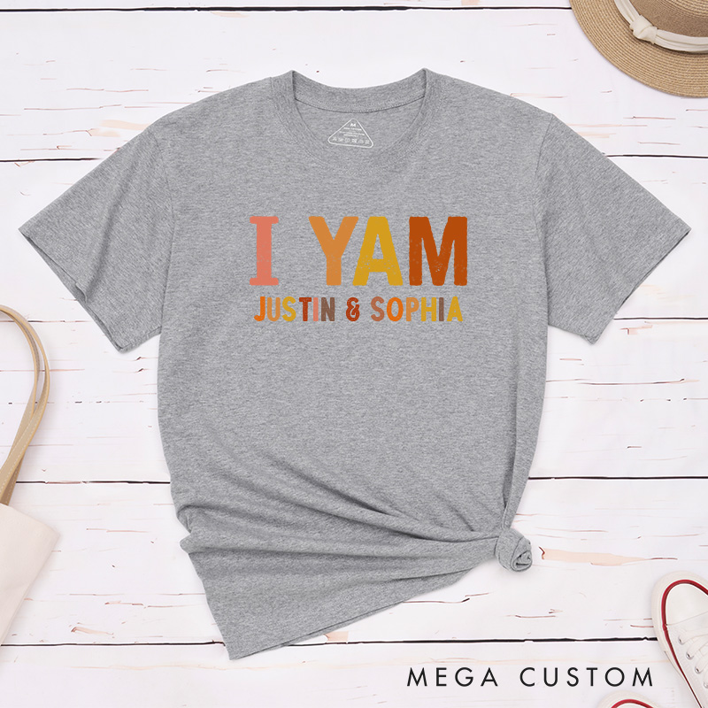 Personalized Couple Retro She’s My Sweet Potato I Yam Matching T-Shirt with Name Thanksgiving Day T-Shirt for Husband Wife Boyfriend Girlfriend Gift