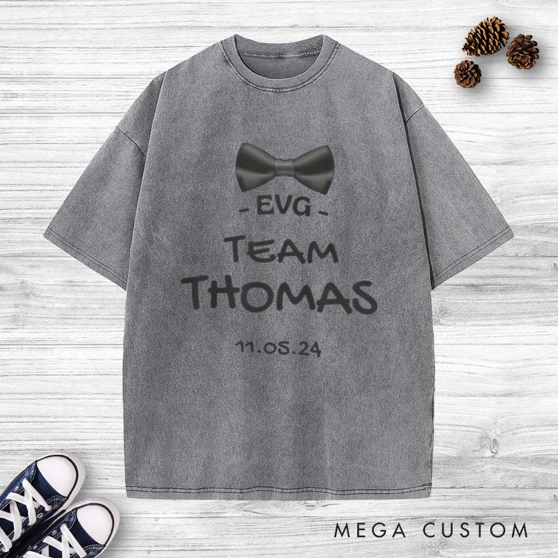 Personalized EVG Groom Team Washed T-Shirt Bachelor Party Favors T-Shirts for Best Man Retro Groom Club y2k Shirts for Men
