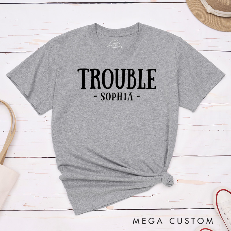 Personalized Couple Where I Go Trouble Follows Matching T-Shirt Valentine's Day T-Shirt for Husband Wife Boyfriend Girlfriend Gift for Hubby Wifey