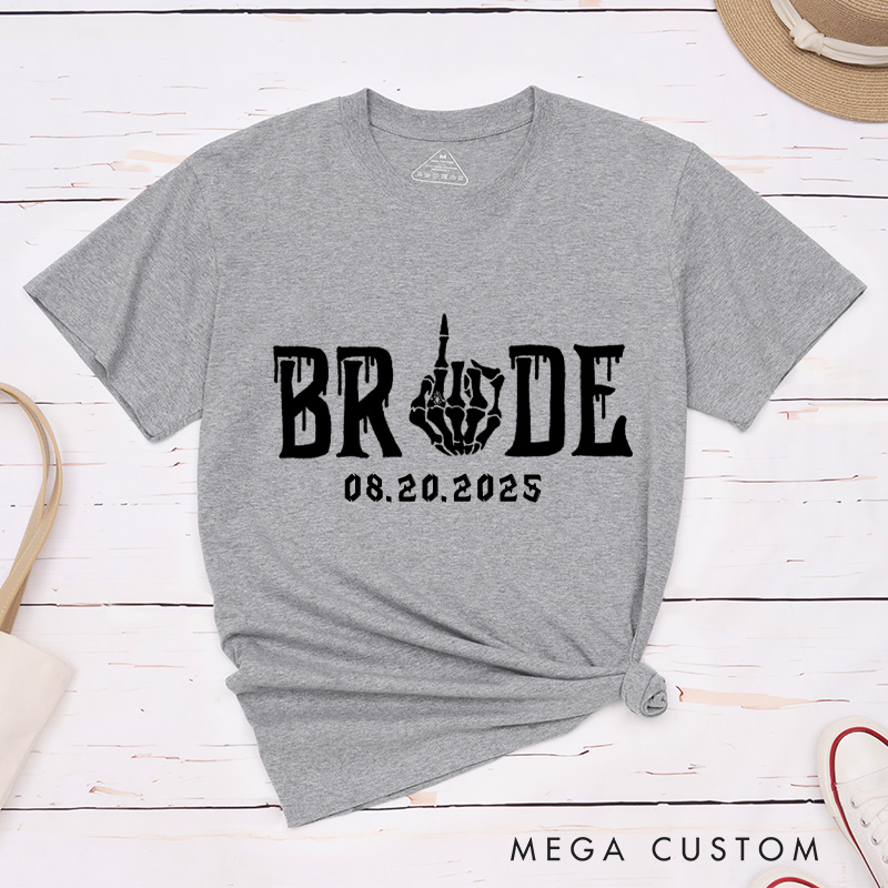 Personalized Funny Gesture Skeleton Bride and Groom Matching Wedding Couple Classic T-Shirt