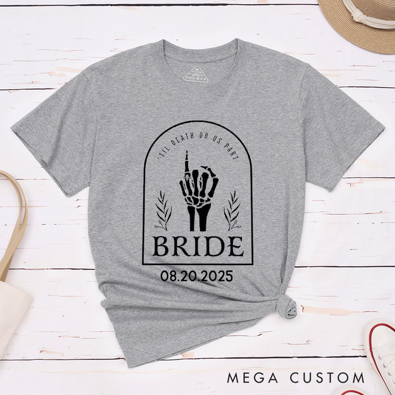 Personalized Skeleton Hand Gestures Garden Bride and Groom Matching Wedding Couple Classic T-Shirt