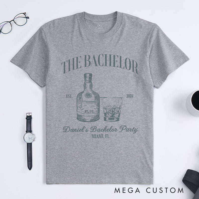 Personalized Groomsman Bachelor T-Shirt Rum-Themed Bachelor Party Groom Wedding Party Shirt Best Man Gift Shirt for Men