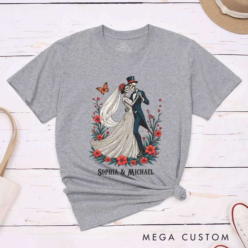 Personalized Romatic Dancing Skeleton Matching Wedding Couple Classic T-Shirt