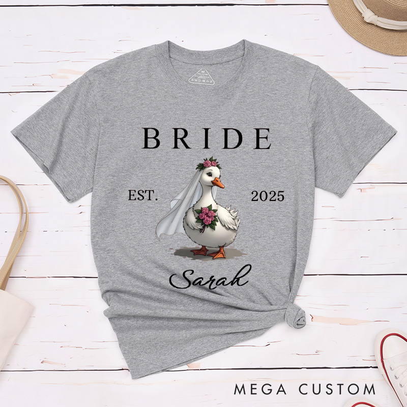 Personalized Bride and Groom Silly Goose Matching Wedding Couple Classic T-Shirt