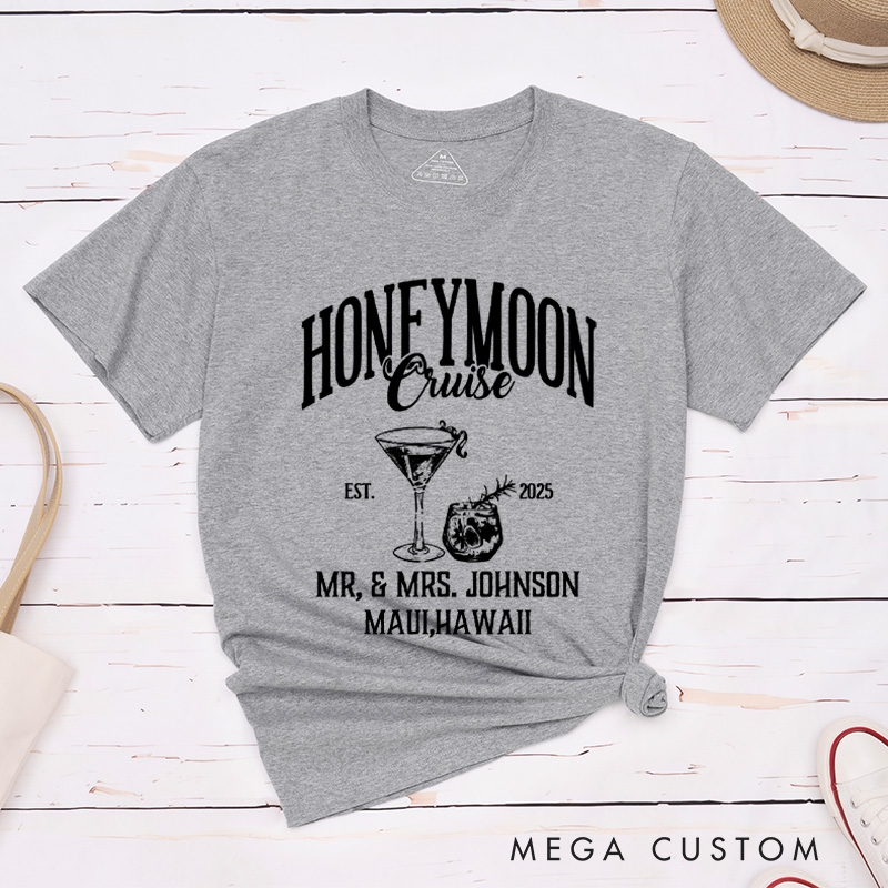 Personalized Honeymoon Cruise Mr and Mrs Matching Honeymoon Couple Classic T-Shirt