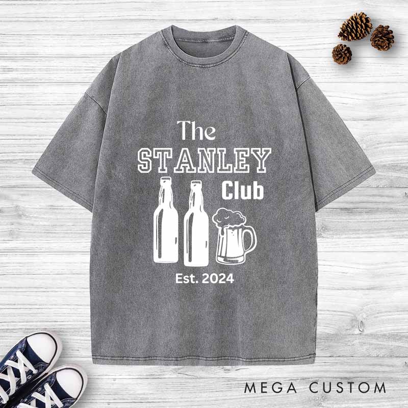 Personalized Bachelor Party Washed T-Shirt Groom Groomsmen Wedding Favors Shirts Retro y2k Washed T-Shirt for Best Man