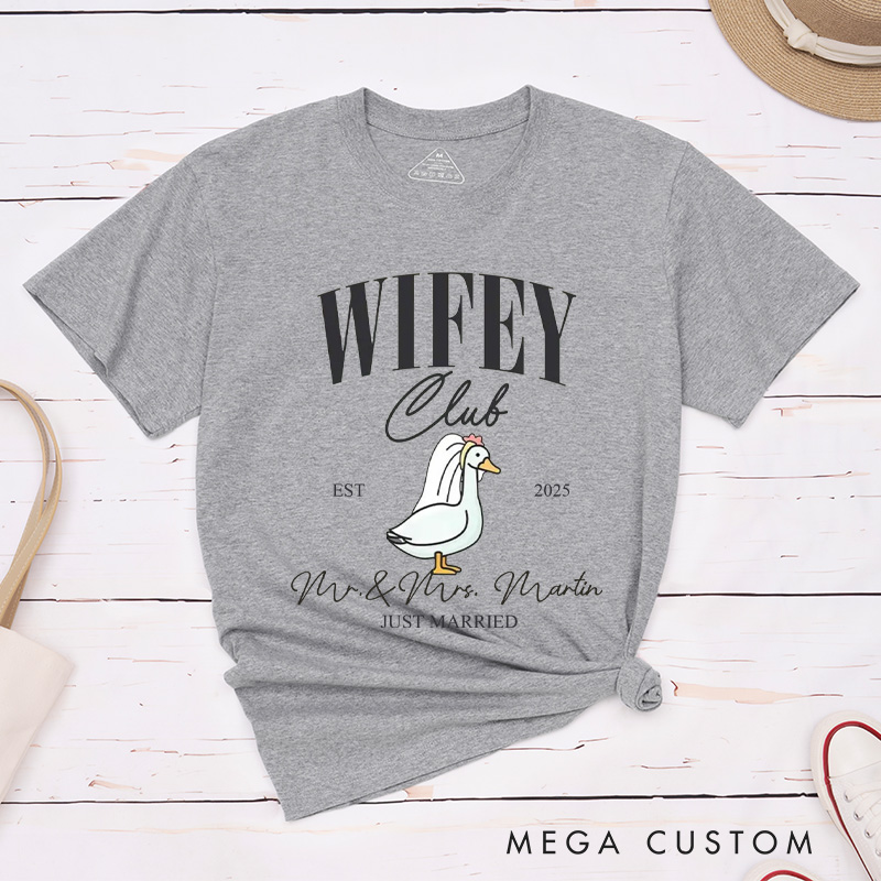 Personalized Just Married Husband and Wife Clubs Wedding Couple Classic T-Shirt
