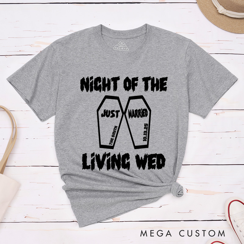 Personalized Spooky Night of the Living Wed Just Married Wedding Couple Classic T-Shirt