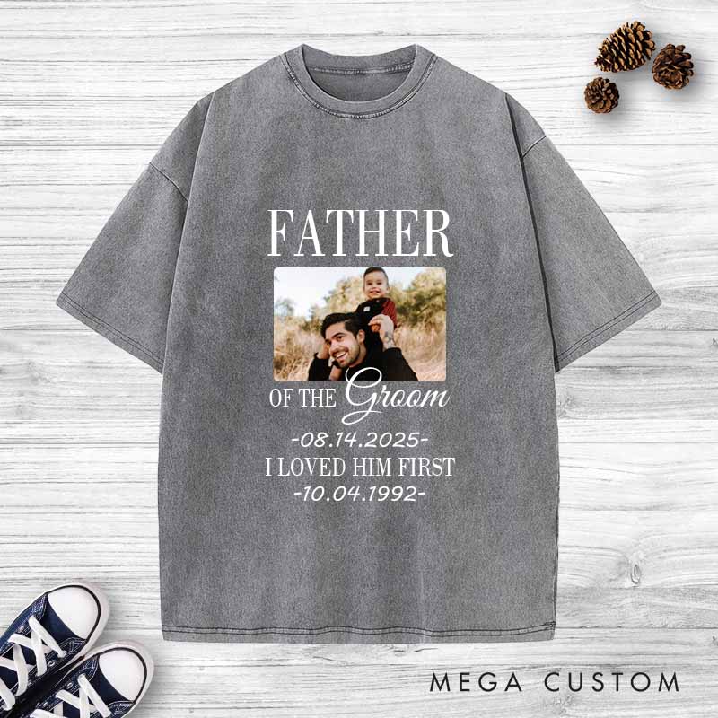 Personalized Father of the Groom Washed T-Shirt Heartfelt Tribute for FOG T-Shirt Groom Dad Vintage Shirts Groom Father y2k Washed Tees