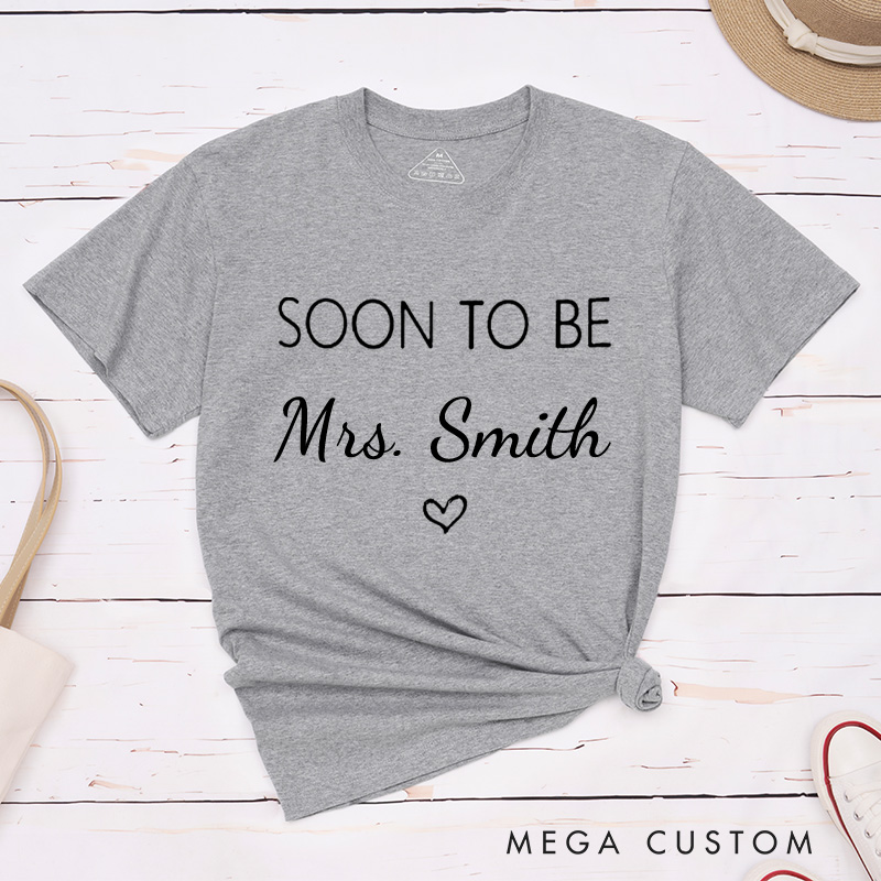 Personalized Minimalist One Lucky Mr and Soon To Be Mrs with Heart Engagement Couple Classic T-Shirt