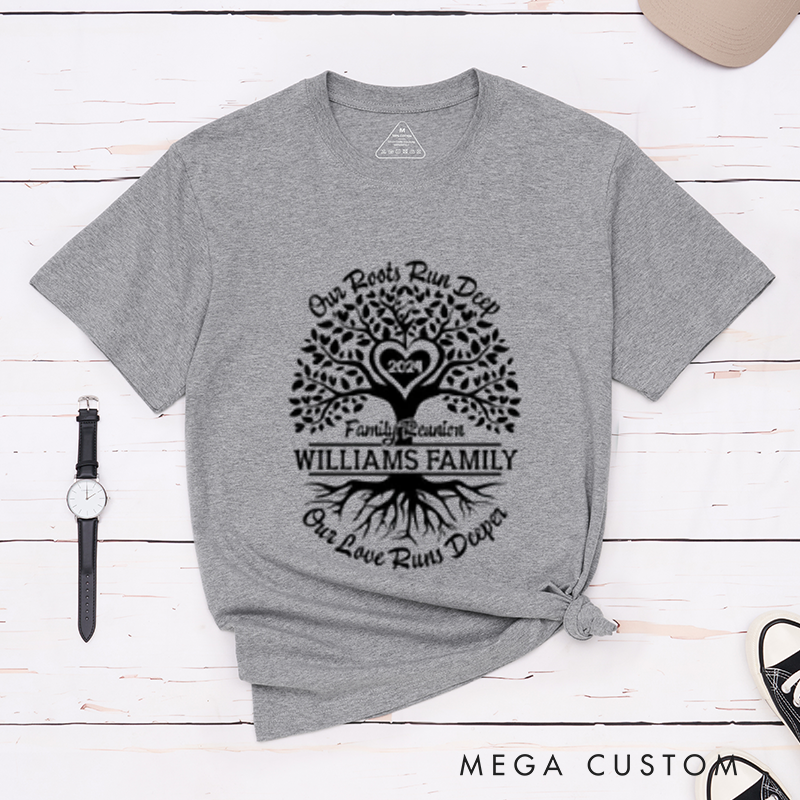 Personalized Our Roots Run Deep Family Reunion Shirts Custom Names and Heartfelt Designs Classic T-shirt