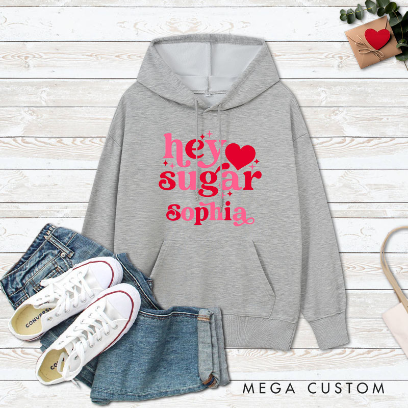 Personalized Hey Sugar Couple Valentine's Day Hoodie for Boyfriend Girlfriend