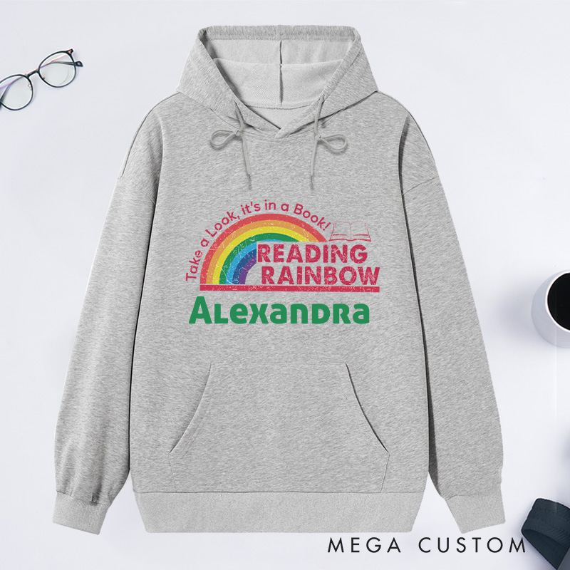 Personalized Reading Rainbow Classic Hoodies Book Lover Hoodies Reading Hoodies Librarian Gift Book Lover Gift For Reader Gift