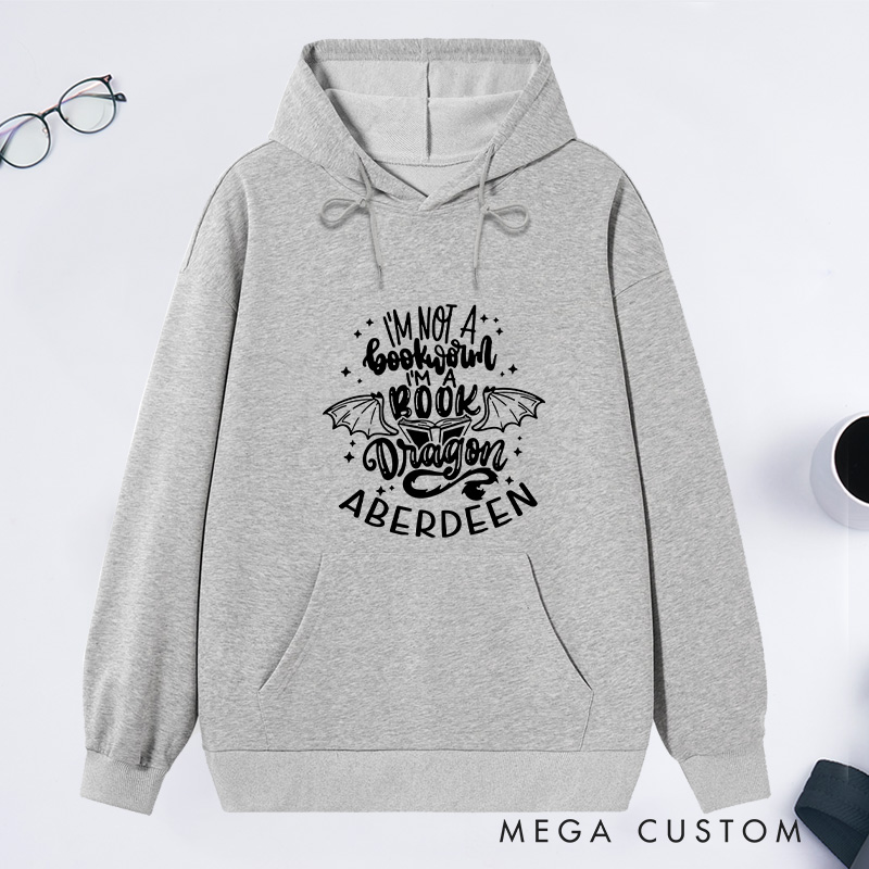 Personalized I'm Not A Bookworm I'm A Book Dragon Classic Hoodies Book Lover Hoodies with Name Reading Hoodies Librarian Gift Book Lover Gift