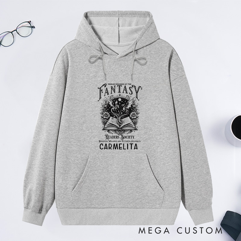Personalized Fantasy Readers Society Classic Hoodies Custom Bookish Hoodies with Name Mythical Book Hoodies Librarian Gift Book Lover Gift for Reader