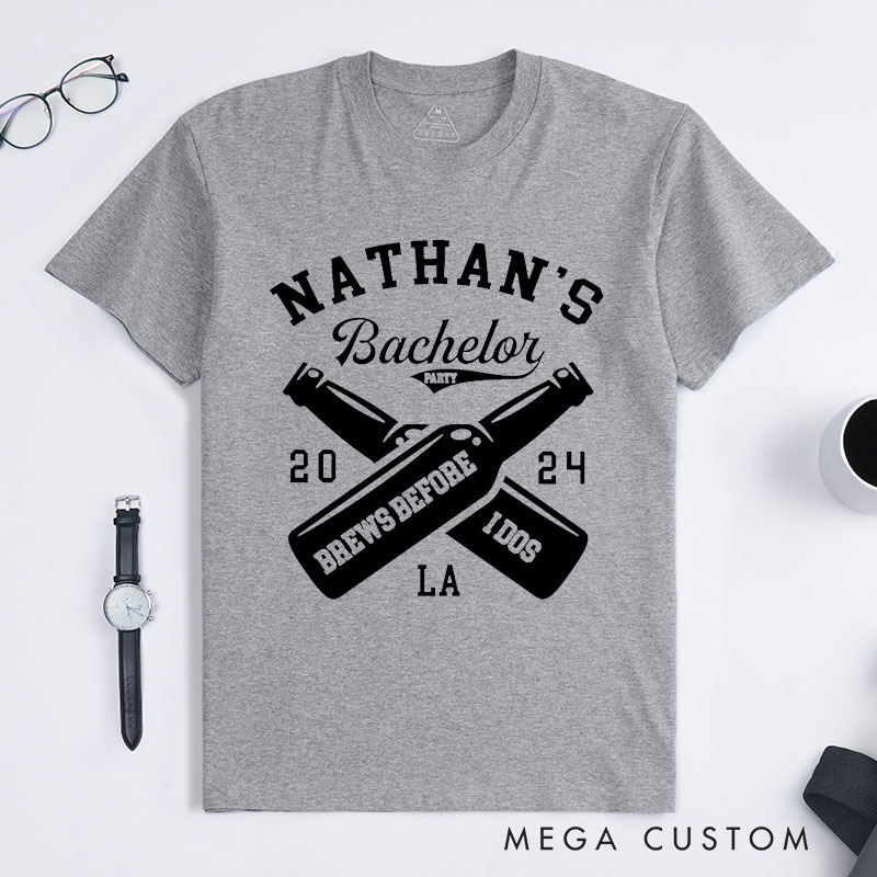 Personalized Brews Before I Do's Bachelor Party T-Shirt Wedding Beer Bottle Lover Shirt Groomsman Proposal T-Shirt for Best Man