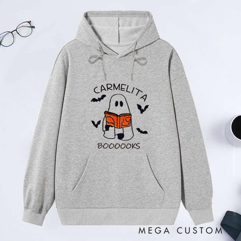 Personalized Booooks Classic Hoodies Custom Bookish Hoodies with Name Halloween Hoodies Librarian Gift Book Lover Gift Halloween Gift