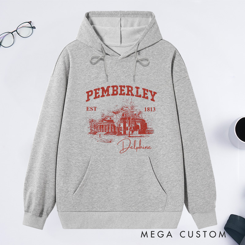 Personalized Pemberley Light Academia Classic Hoodies Custom Book Lover Hoodies with Name Librarian Gift Book Lover Gift for Reader