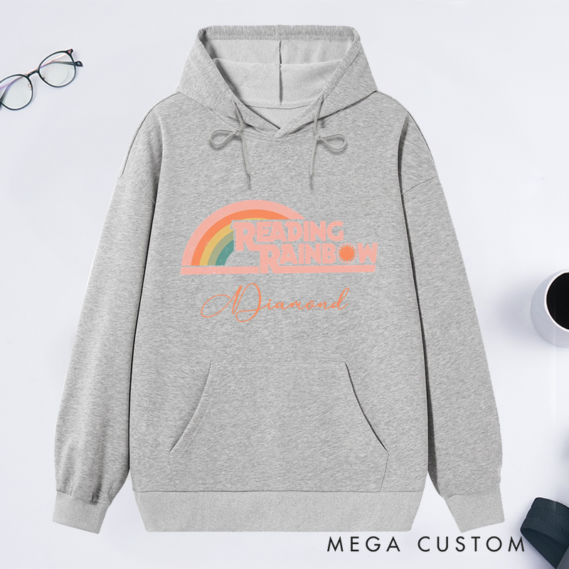 Personalized Reading Rainbow Classic Hoodies Love To Read Hoodies Custom Book Lover Hoodies with Name Librarian Gift Reading Gift for Reader