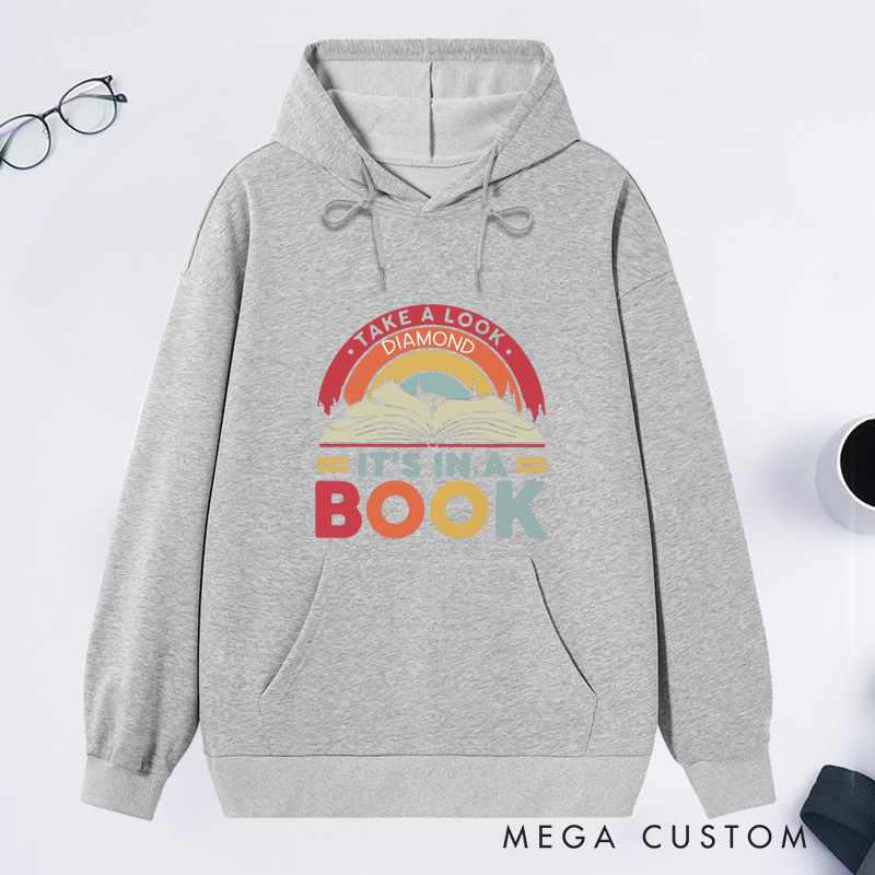 Personalized Reading Rainbow Classic Hoodies Custom Book Lover Hoodies with Name Take a Look It’s in a Book Hoodies Librarian Gift Reader Gift